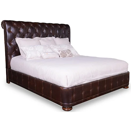 Queen Leather Upholstered Platform Bed